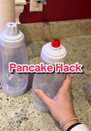 Pancake bottle dispenser this really is such a great little mom hack my kids absolutely love pancakes This is making it so I don’t have to get a bowl. Mix it all up and then pour it into a pan and discard the rest. I love that you can pour in store with these. I hope to see more stuff like this. #pancakes #pancakedispenser #momhack #cookinghacks #tiktokshopholidayhaul