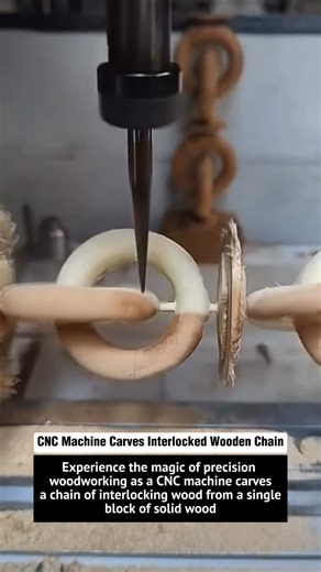 CNC Machine Carves Interlocked Wooden Chain | Precision Woodworking & Satisfying CNC Cutting