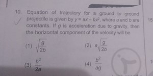 Equation of trajectory for a ground to ground projectile is giv... | Filo