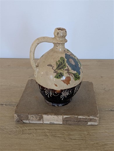 Antique Hungarian Pottery/ Antique Hungarian Hand-painted Vessel/ Small Hungarian Pitcher/ Water Jug - Etsy