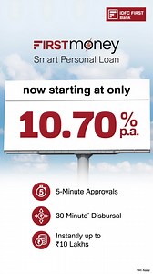 Say yes to instant financial freedom with FIRSTMoney Smart Personal Loan — now starting at just 10.70% p.a.. Enjoy 5-minute approvals, 30-minute disbursals, and amounts up to ₹10 lakhs. 100% digital. No waiting, just winning. | IDFC FIRST Bank | Facebook