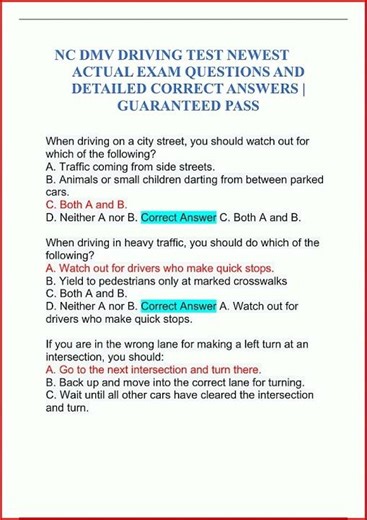 Nc Dmv Driving Test Newest Actual Exam Questions And Detaile video
