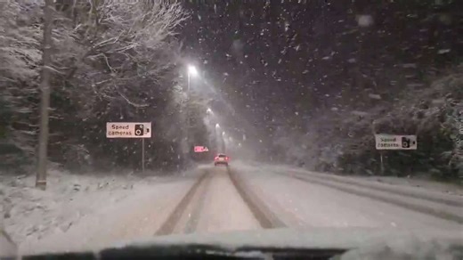 Blinding snowfall hits A49 in Ludlow during Storm Goretti, Shropshire, UK