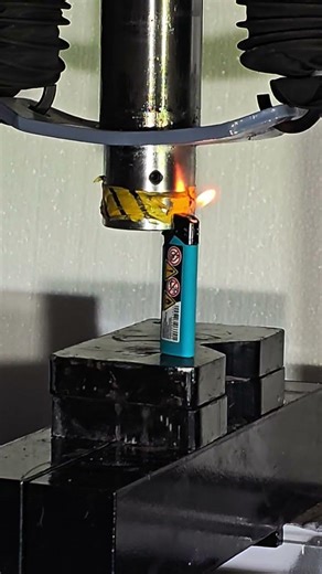 Hydraulic Press Lights a Lighter… Then Destroys It 🔥💥