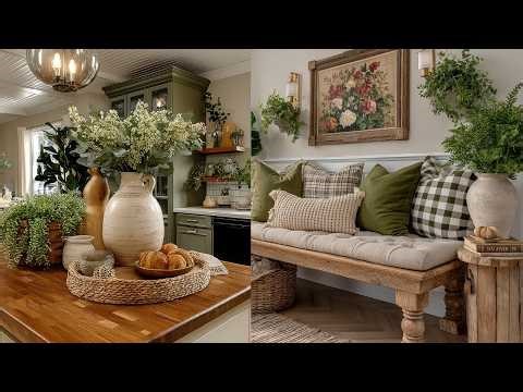 Affordable and Effortlessly Rustic Farmhouse Style | Stunning Green & Cream Decor with vintage charm