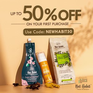 708 reactions · 4 comments | Get Upto 50% OFF Sitewide! Use Code - "NEWHABIT50" Nat Habit's ✨Exclusive Offer✨ Discover the Freshly Made Beauty & Wellness Products, Inspired by Ancient solutions prepared in the kitchens of our Moms & Grandmoms. Ekdum Taaza! ✅ 100% Natural ✅ Made Fresh Daily ✅ Ayurveda Certified ✅ Zero Chemicals & Zero Preservatives ✅ COD Available Hurry, Limited Period Offer! Grab it Before Its Gone! | Nat Habit | Facebook