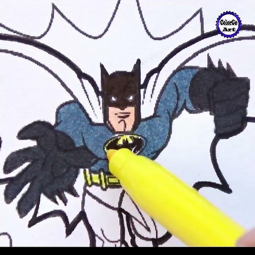 Colored Batman, Satisfying Coloring #, Batman Coloring Pages, ColorGo Art, #SHORTS