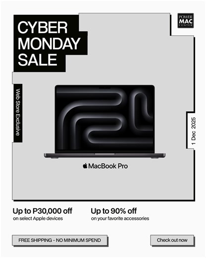 Power Mac Center | ⏰ You have a few hours to get that new upgrade. Don’t miss it this Cyber Monday! Get up to P30,000 off on select Apple devices and up to... | Instagram