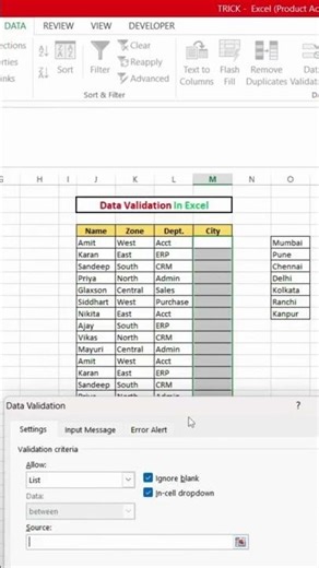 Data Validation in Excel 🔒 | Stop Wrong Entries Instantly! | TeachExcel26 #shorts