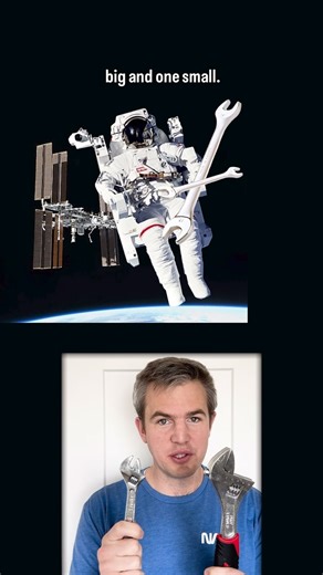 Nathan Usevitch on Instagram: "Do you know your physics? In which order should you throw the wrenches to get back to the space station fastest? Assume that your throw speed (the difference in your speed and the wrench’s speed right after a throw) is constant for both wrenches. #space #physics #stem"