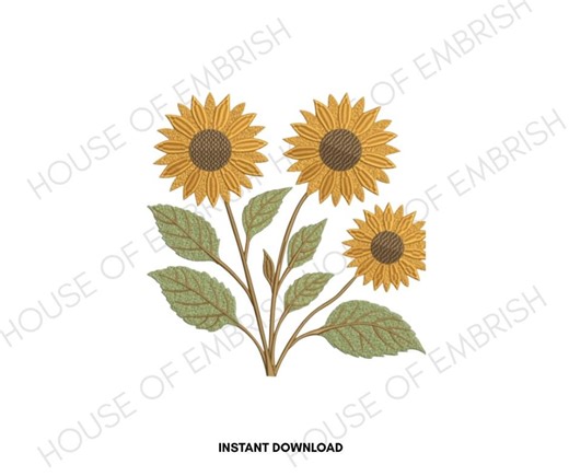 Sunflower Embroidery Design | Floral Machine Embroidery File | Botanical Flower Stitch | Instant Download - Etsy