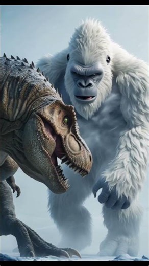 Dinosaur×Yeti Awakens ✔ The Ultimate Hybrid 🦕🦍 #AnimalFusion #HybridBeast #FYP #HybridVerse #shorts