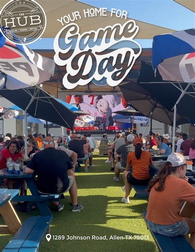 The HUB - Entertainment Venue/Restaurant District - Allen Texas | 📺 Today’s Lineup: 🏈 11:00 AM – No. 5 Georgia at Mississippi State 🏈 11:00 AM – No. 7 BYU at No. 8 Texas Tech 🏈 11:00 AM – No. 2 Indiana at... | Instagram