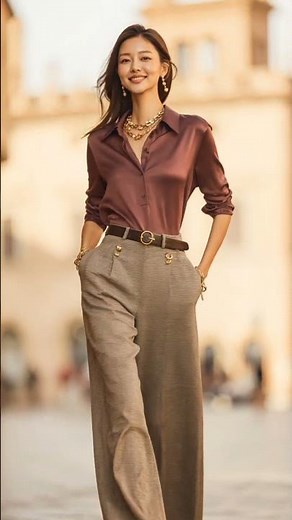 Elegant Fashion Runway ✨ | Timeless Street Style in Silk Blouse