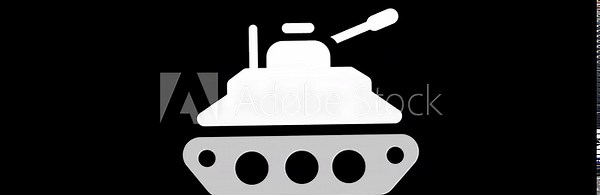 Tank icon animation, 2d tank icon animation 4k video with black background, white tank 2d animated icon.