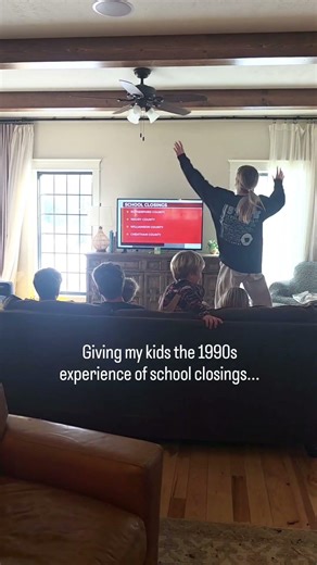 Giving my kids the 1990s school-closing experience 😂📺No apps. No push notifications.