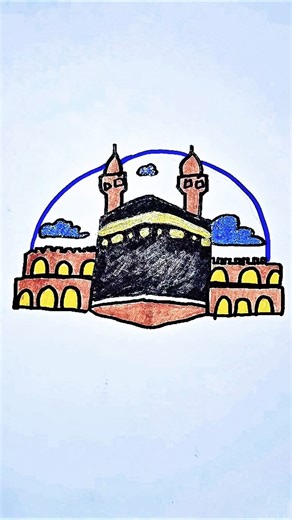 How to Draw Makkah 🕋 Step by Step | Easy Kaaba Drawing ✨ #Shorts