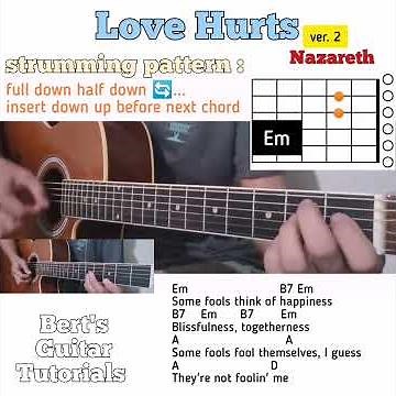 Love Hurts - Nazareth guitar chords w/ lyrics & strumming tutorial ver. 2