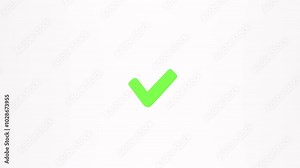 Green checkmark animation and double check icon. Yes tick. Correct check mark symbol. Yes sign. Correct vote icon on white background.
