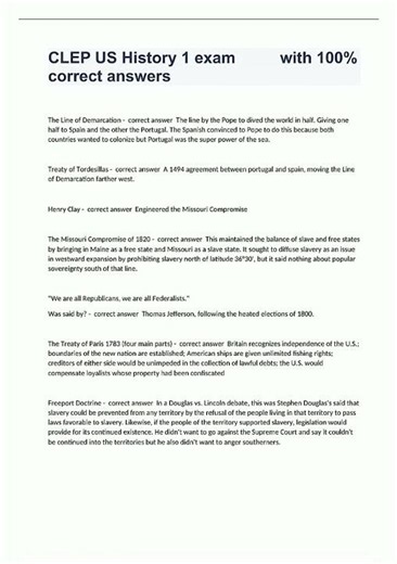 CLEP US History 1 exam with 100 correct answers new video