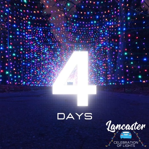 1K views · 3 comments | The countdown is on! We open THIS Friday! Tickets are on sale now for the holiday experience your family doesn’t want to miss! More than a mile of drive through holiday lights, delicious winter treats and more! | Lancaster Celebration of Lights | Facebook