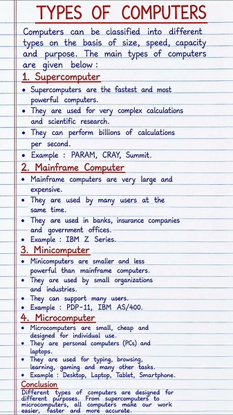 Types of Computers | Classification, Features and Uses
