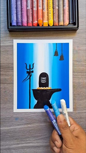 🕉️ Beautiful Shivling Drawing with Oil Pastels | Easy Lord Shiva Art Tutorial