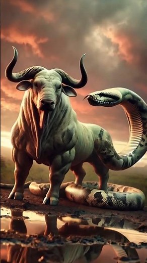 Bull and Python: A Mythical Encounter in Africa