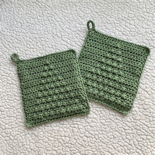 Handmade Crochet Christmas Tree Hot Pad: Sage Green Cotton Trivet - Etsy