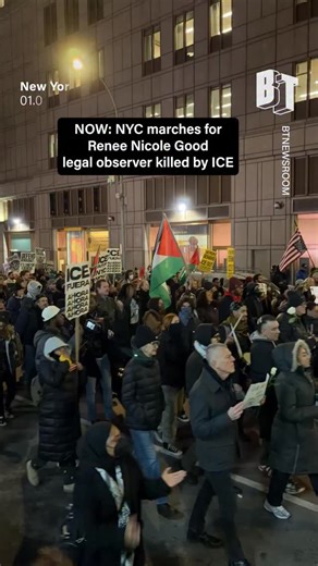 BreakThrough News on Instagram: "NOW: Massive march through New York City for Renee Nicole Good, the legal observer shot and killed by ICE today."