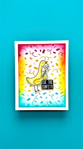 1.7M views · 73K reactions | I am OBSESSED with this confetti peel-apart stamp for making birthday cards!拾 I started off by stamping each strip of the confetti stamp in different colors. Using a stamping tool makes this so easy!❤️ Then, I stamped down an adorable goose popping confetti from the Silly Goose stamp set. I colored the image in using Simon Hurley inks and water for an easy watercolor effect!珞 #asmr #asmrsounds #craft #diy #birthday #cardmaking #art | Inklipse | Facebook