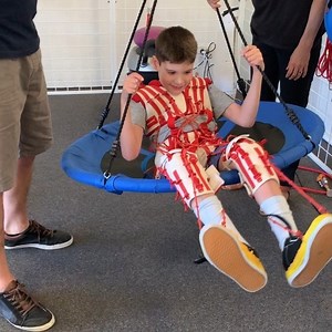 16 reactions | The VESTIBULAR system is the sensory system responsible for your sense of balance and orientation. Look how Xander enjoys our sensory swing, an interesting and fun exercise to target his vestibular system. | Centre of Movement | Facebook