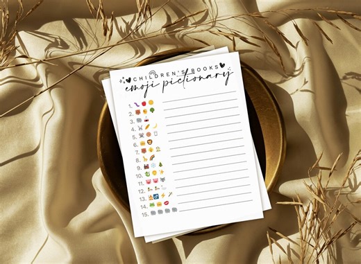 Baby Shower Book Emoji Pictionary Game, Children's Book Emoji Game, Baby Shower Book Emoji Game, Printable Baby Shower Emoji Game Answer Fun - Etsy