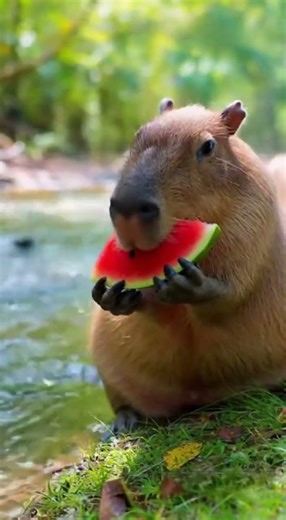 Capybara Eating Watermelon 🍉