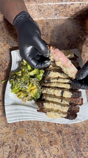 Reverse Sear Jerk Ribeye W/ Jerk Sauce & Cheesy Roasted Broccli