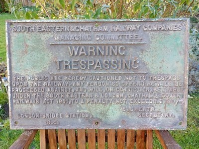 Early 20th century cast iron S.E.C.R trespassing warning sign | eBay