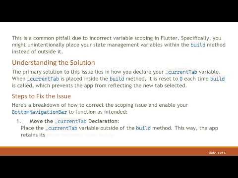 Understanding the BottomNavigationBar Issue in Flutter: How to Change Screens Smoothly