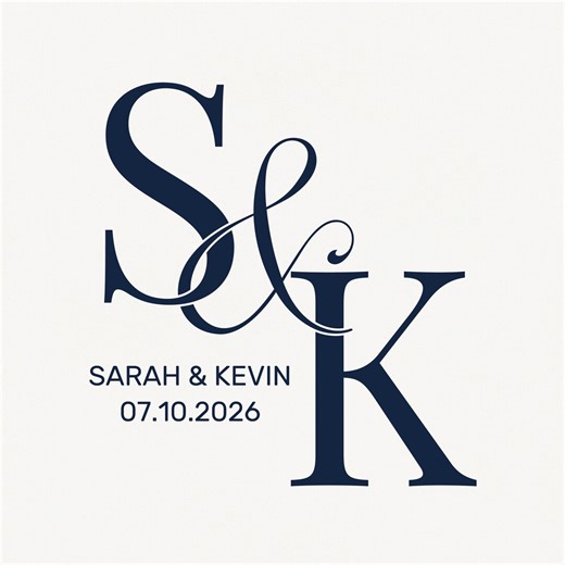 Custom Wedding Monogram Logo, Personalized Initials Wedding Logo With Names and Date, Minimal Elegant Wedding Branding, Digital Download - Etsy
