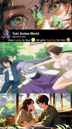How Lucky Is Guy!!! All girls are fighting for him 🌝🤣 | #shorts #trending #anime #funnyanime #viral