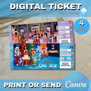 Editable Disney ON-ICE SHOW Surprise Event Reveal Gift Template. Keepsake Faux Disney on Ice Show Event Souvenir Gift Ticket. Printable Pdf - Etsy