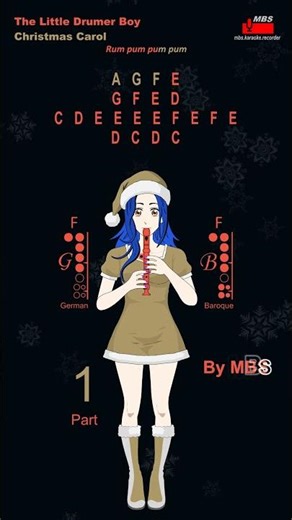 The Little Drumer Boy #shorts Part 1 Christmas Carol Flute Recorder Tutorial / How To Play