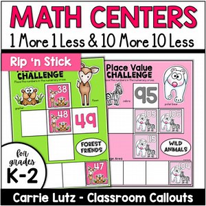 One More One Less Ten More Ten Less - Centers & Worksheets for Grade One, Two