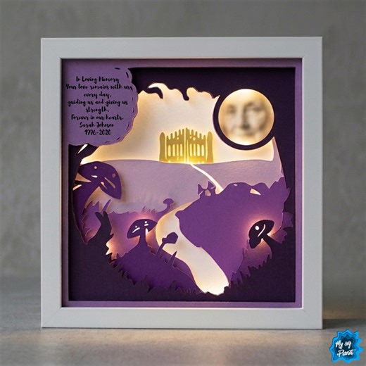 Memorial Shadow Box SVG, Personalized Photo Tribute 3D Layered Paper Cut File, in Loving Memory Light Box SVG for Cricut - Etsy