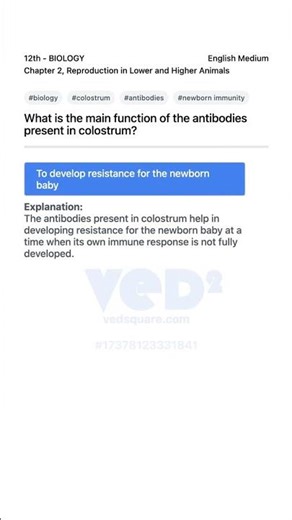 Antibodies in Colostrum Function Biology 12th