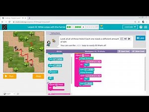 Lesson 12 while loop with farmer of CS Fundamental course, code.org