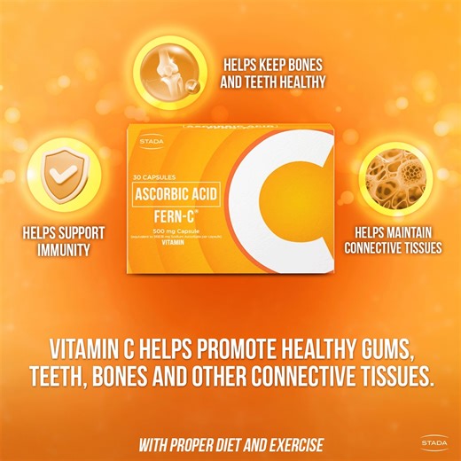 Maging handa sa bawat araw kasama ang Ascorbic Acid (FERN-C®). 💪 Vitamin C helps promote healthy gums, teeth, bones and other connective tissues. #MayBaonKaSaLaban With proper diet and exercise. #TatakCgurista ASC Ref No. S0080N121725F | FERN-C