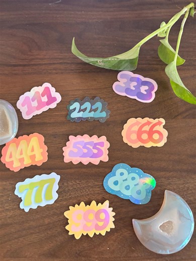 Holographic Angel Numbers Sticker Bundle - Etsy