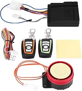 Motorcycle Anti-Theft Security System, 12V 125DB Anti-Trimming Motorcycle Alarm System with Double Color Remote Control and Shock Sensor for Motorbike Bike Tricycle