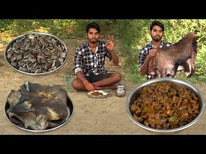 How to Clean Goat Skin | Delicious Mutton Skin Curry Recipe Cooking & Eating in village| Bihari food