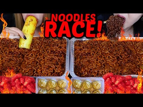 ASMR 10X SPICY BLACK BEAN NOODLES RACE! SOUP DUMPLINGS, SPICY KIMCHI, YELLOW RADISH 먹방
